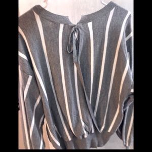 Striped open back sweater
